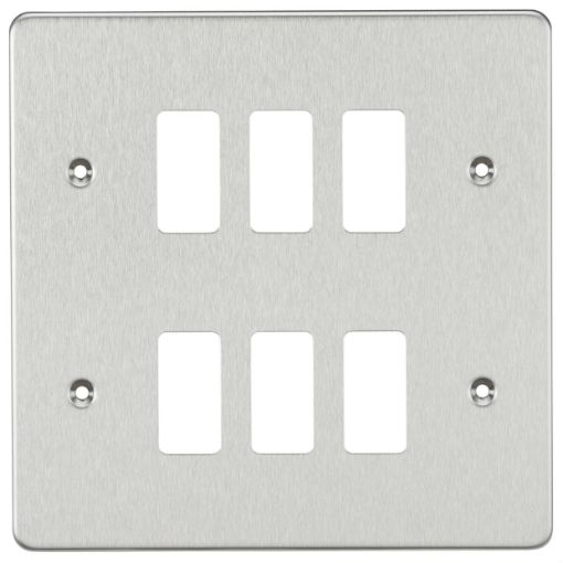 Picture of Knightsbridge Flat Plate 6G grid faceplate - Brushed chrome