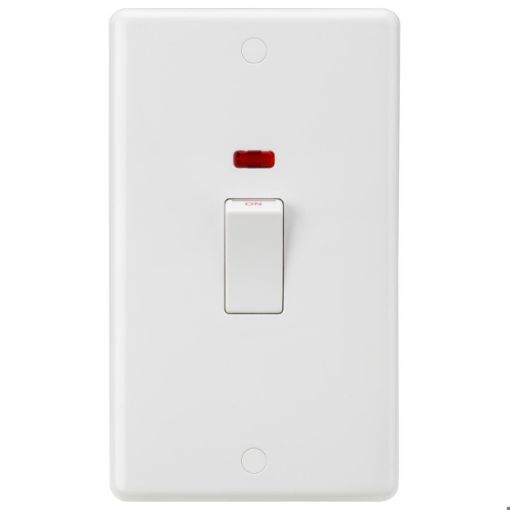 Picture of Knightsbridge Curved Edge 45A Double Pole Switch with Neon (2G size) White Rocker