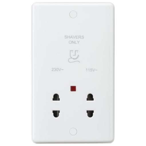 Picture of Knightsbridge Curved Edge 115/230V Dual Voltage Shaver Socket with Neon