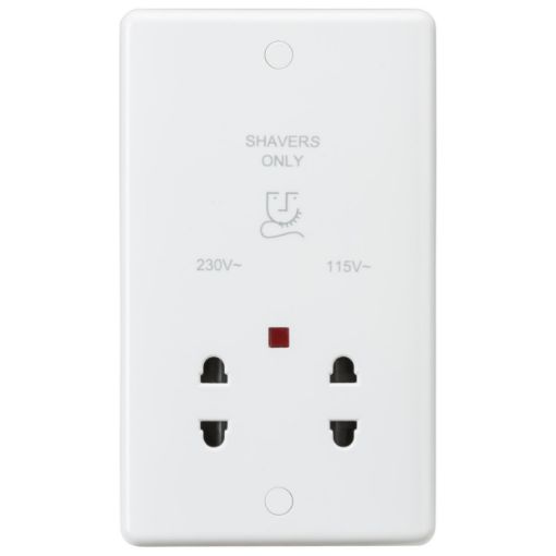 Picture of Knightsbridge Curved Edge 115/230V Dual Voltage Shaver Socket with Neon