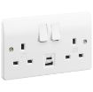 Picture of MK 2 Gang Switched DP Socket 2A 5V A+C USB Ports| Logic Plus | K2745WHI