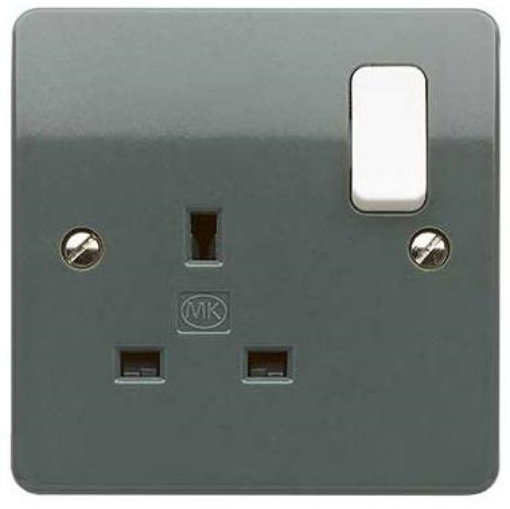 Picture of MK Electric Socket 1 Gang Switched DP Dual Earth White Rocker Logic Plus 13A Graphite | K2757GRA