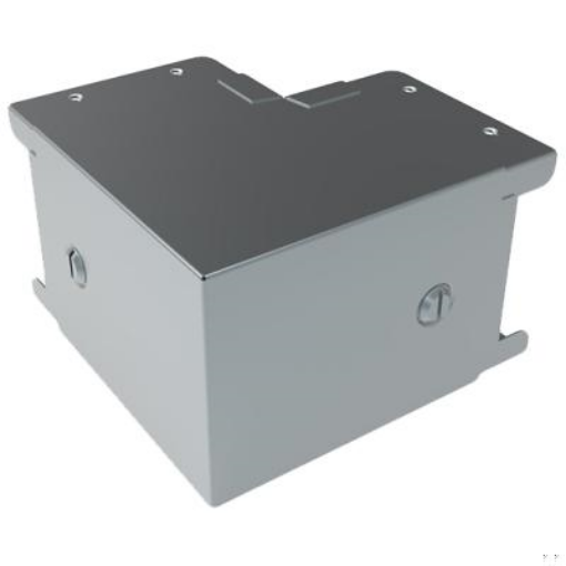 Picture of Unitrunk Elbow 90Deg 1 Compartment with Outside Lid & Coupling QuickFix 150x150mm Steel Pre-Galvanised | SOE66