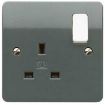 Picture of MK Electric Socket 1 Gang Switched DP Dual Earth White Rocker Logic Plus 13A Graphite | K2757GRA