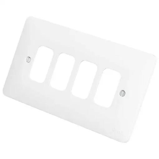 Picture of Hager - Sollysta 4 Gang Grid Front Plate White