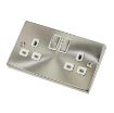 Picture of Scolmore - Click Deco 13A DP 2 Gang Switched Socket Metal / White Insert Satin Chrome