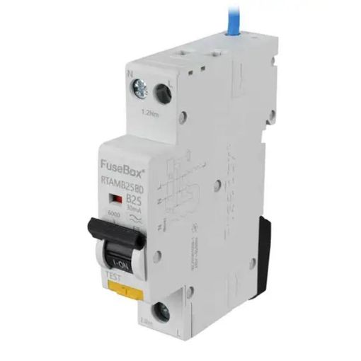 Picture of Fusebox - 25A 1P+N 1 Module Bidirectional B Curve 6kA 30mA Type A Mini RCBO