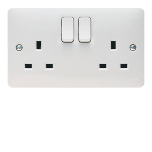 Picture of Hager 13A 2 Gang Double Pole White Switched Socket