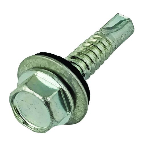 Picture of Olympic Fixings 6.3 X 50 Hexagon Head Washered Self Drill Screw BZP - Light Section 100 Pcs
