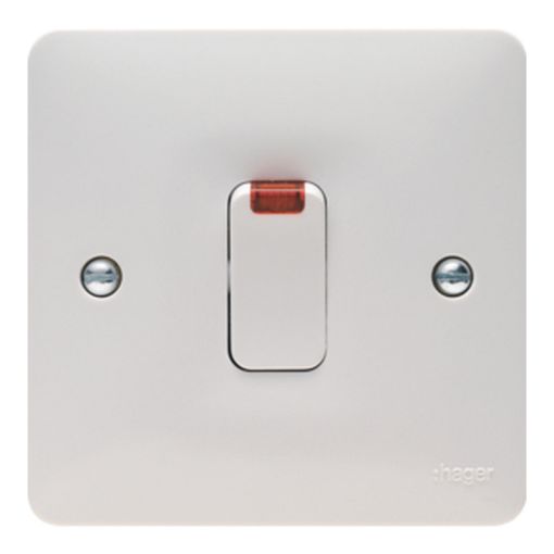 Picture of Hager 20A Double Pole White Wall Switch with LED Indicator