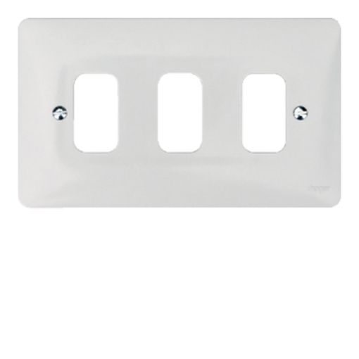 Picture of Hager 3 Gang White Grid Plate