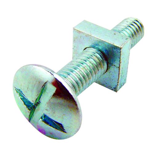 Picture of Olympic Fixings M6 X 20 Mushroom Head Cross Slotted Roofing Nuts & Bolts BZP 200 Pcs