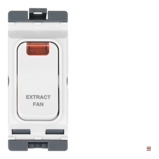 Picture of Hager 20A Part M 1 Way Double Pole White Switch with LED Indicator with 'EXTRACT FAN'