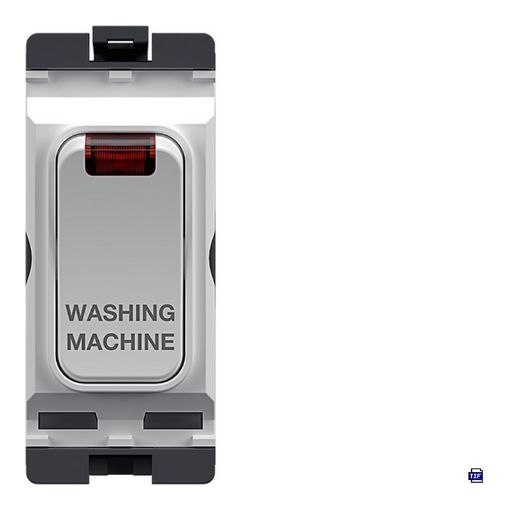 Picture of Hager 20A Part M 1 Way Double Pole White Switch with LED Indicator with 'WASHING MACHINE'