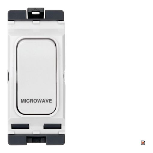 Picture of Hager 20A Part M 1 Way Double Pole White Insert Switch Marked 'MICROWAVE'