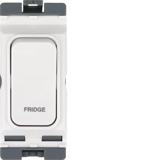 Picture of Hager 20A Part M 1 Way Double Pole White Insert Switch Marked 'FRIDGE'