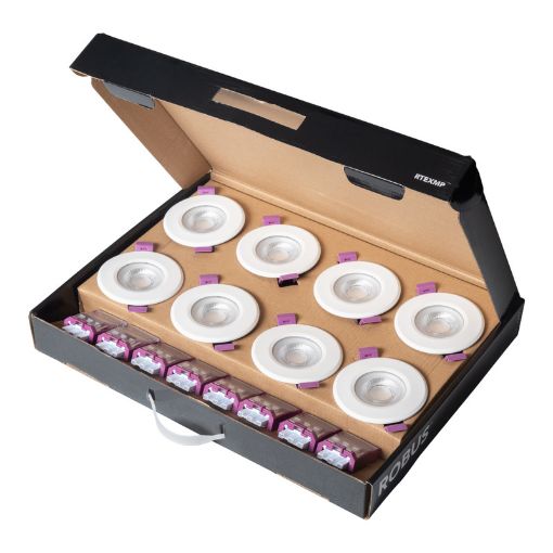 Picture of ROBUS TRIUMPH EXPRESS 4/6 Dual Wattage IP65 Fire Rated Downlight CCT4 2 part connector Multipack (8pcs)