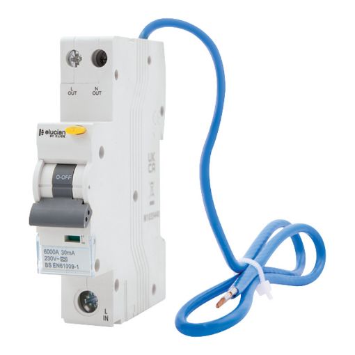 Picture of Click Elucian 1 Pole True 6kA B Curve 32A 30mA RCBO Light Grey (RAL 9035)