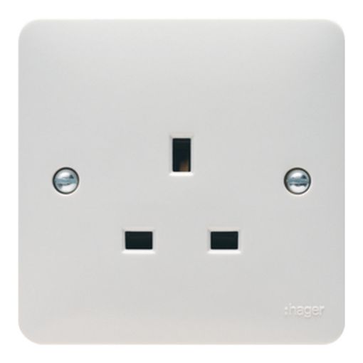 Picture of Hager 13A 1 Gang White Unswitched Socket