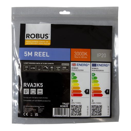 Picture of ROBUS VEGAS EXPRESS 4.8W/m 12V LED Flexi-Strip 3000K IP20 5m