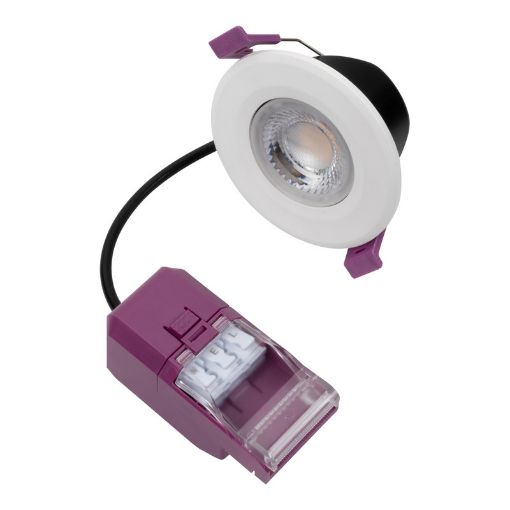 Picture of ROBUS TRIUMPH EXPRESS TILT 4/6 Dual Wattage IP65 Fire Rated Downlight CCT4 2 part connector white Trim