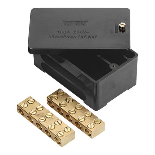 Picture of Click Essentials Black 100A 2 Pole 5 x 35mm² Link Box