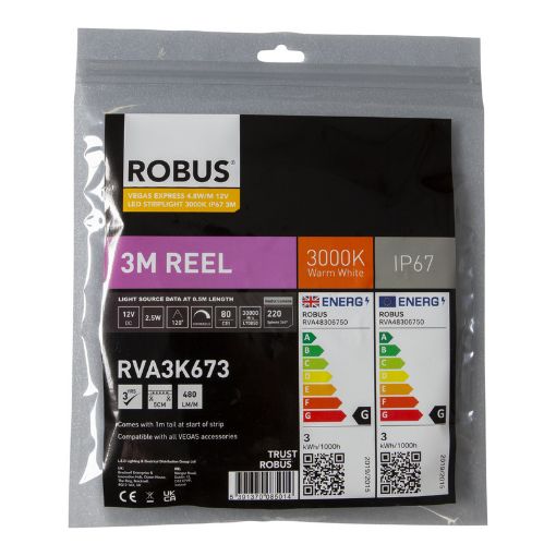 Picture of ROBUS VEGAS EXPRESS 4.8W/m 12V LED Flexi-Strip 3000K IP67 5m