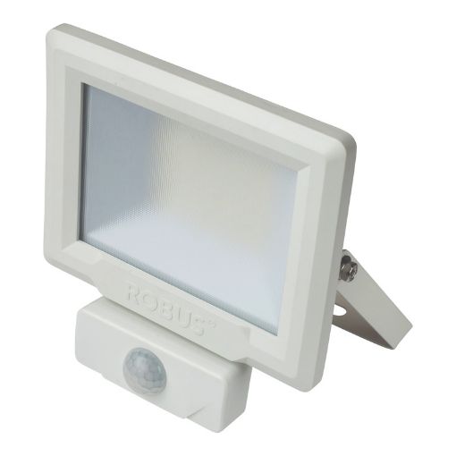 Picture of ROBUS HILUME 20W LED Flood Light With PIR, IP65, White, 4000K, c/w 1m Flex